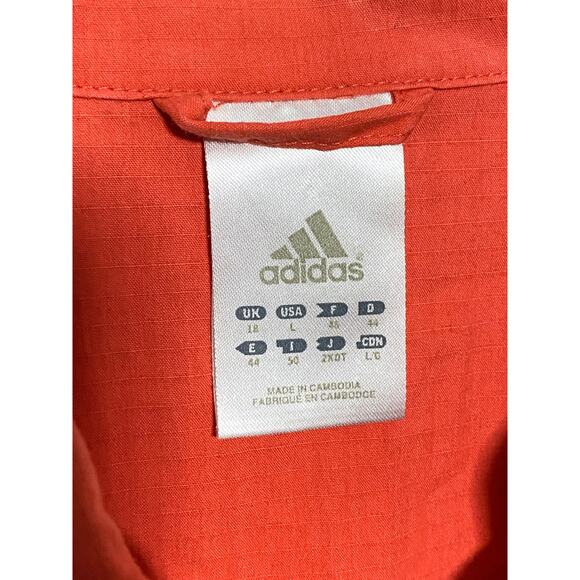 Adidas Jacket Orange Red Stripes On Cuffs Zip Front Lightweight Womens Large L - Picture 4 of 9